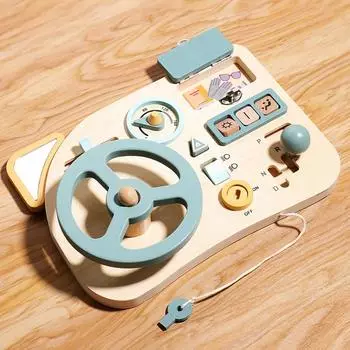 Игрушечный руль Деревянная доска для чтения Деревянные сенсорные игрушки для малышей, приборная доска 3 дошкольных обучающих занятия для развития мелкой моторики Путешествия