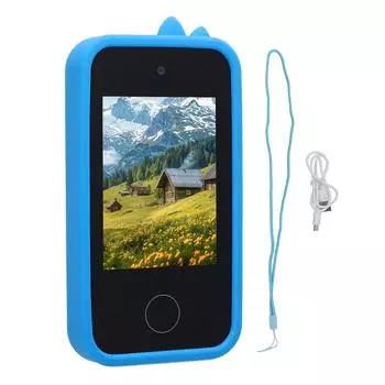 Игрушечный телефон с двойной камерой и защитным силиконовым чехлом, фонариком и таймером, 2,8-дюймовый сенсорный экран IPS