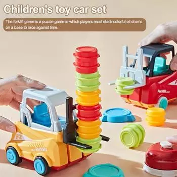 Игрушечный вилочный погрузчик с колокольчиками. Масленка. Стек для 2 игроков. Транспортная матчевая игра. Пресс и подъемник. Обучающий грузовик. Строительная машина. Игрушка для мальчиков.