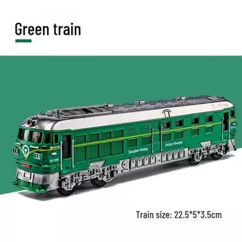 Игрушечный зеленый поезд Фусин Хао: Трансграничный инерционный автомобиль со звуком и светом для мальчиков