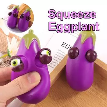 Игрушка-антистресс в виде баклажана с узкими глазами, мягкие игрушки-фиджет, забавные, для снятия стресса, для детей и взрослых, подарочная опора 1 шт. J184