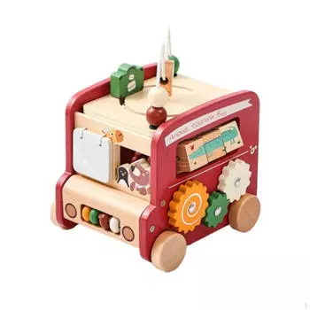 Игрушка-автобус 5 в 1 для детей, ксилофон, молотящий, стучащий, ударный инструмент Монтессори, деревянный красный