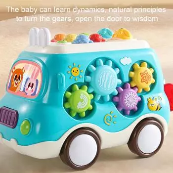 Игрушка-автобус для раннего образования с музыкальным и световым эффектом для детей Монтессори-игрушки розовый