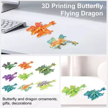 Игрушка-бабочка-дракон, напечатанная на 3D-принтере, с подвижными суставами, украшение в виде игрушки-бабочки-дракона, снятие стресса, подвижный скелет-бабочка-дракона One Size
