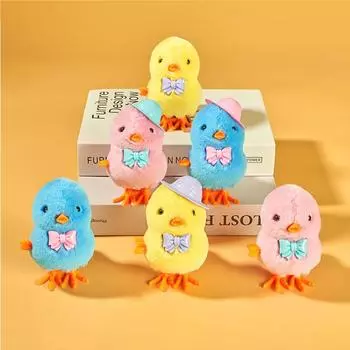 Игрушка-бабочка с заводным цыпленком Ходячая плюшевая цыпленок Игрушка-заводной цыпленок Классические подарки yellow-bow tie