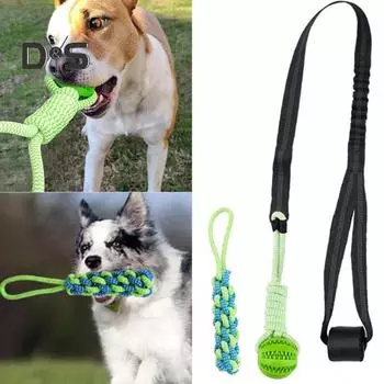 Игрушка-банджи для перетягивания каната, подвесная игрушка на дереве с регулируемым тросом, игрушка для домашних животных, интерактивная игрушка для домашних животных, игрушка для чистки зубов Sets