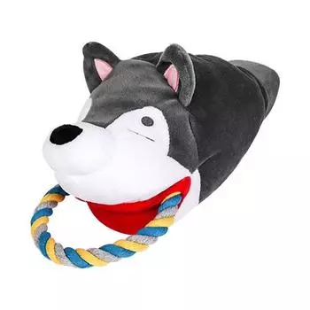 Игрушка-буксир Dingdongpet 12см x 24см x 18см, цвет Сиба серый, 1 штука