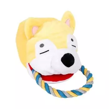 Игрушка-буксир Dingdongpet 12см x 24см x 18см, желтый Сиба, 1 штука