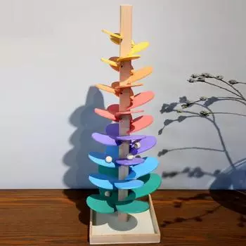 Игрушка-дерево со звуком Marble Run для детей, деревянная игрушка для развития мелкой моторики с 10 мячами для малышей, мальчиков и девочек, музыкальная игрушка-дерево разноцветный