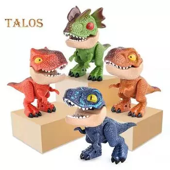 Игрушка-динозавр 5-в-1 Точилка для карандашей Степлер Ластик Линейка Набор канцелярских товаров Гибкие конечности Реалистичные формы Комплект сборки динозавра Устойчивость к падению коричневый