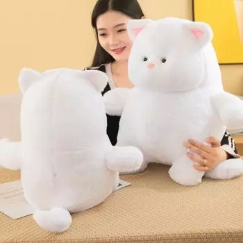 Игрушка для белого кота, мягкая милая подушка с мультяшным животным, плюшевая кукла с толстым котенком, плюшевая пушистая подушка для обнимания 45cm белый
