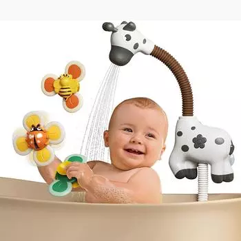 Игрушка для детской ванночки TUMAMA с насадкой для душа и 3 присосками, смесителем для душа в форме жирафа и водяным насосом для ванны Летние предметы первой необходимости 70*16*11cm