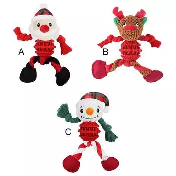 Игрушка для домашних собак интерактивная рождественская Санта/лось/снеговик встроенная звуковая подушка безопасности для маленьких и больших собак жевательные игрушки для щенков чистка зубов Santa