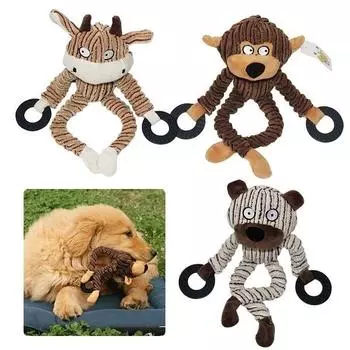 Игрушка для домашних собак Жевательные игрушки с пищащими игрушками Мягкие звуки в форме животных Товары для домашних животных Маленькие собаки Медведь, Обезьяна, Корова Любовь bear