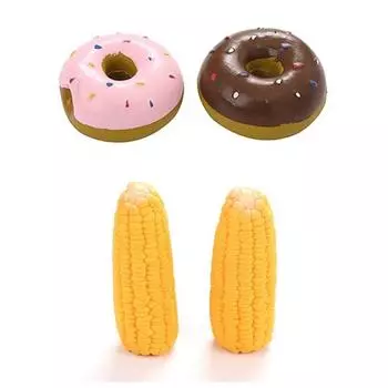 Игрушка для домашних животных Dingdong Pet кукуруза 2р + пончик, набор из 2 предметов, разные цвета, 1 комплект