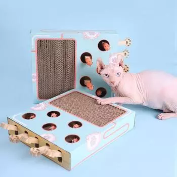 Игрушка для домашних животных Hit Gophers Cat Hunt Игрушка с когтеточкой Игра в поимку мыши Деревянный интерактивный лабиринт Pet Hit Хомяк Котенок Дразнить Игрушка