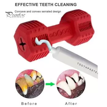 Игрушка для домашних животных, интерактивная резиновая игрушка для жевания собак, форма штанги для чистки зубов, игрушка для раздачи лакомств для собак, игрушка для домашних животных красный