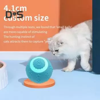 Игрушка для домашних животных Мяч Интерактивная охотничья активная подвижная игрушка для кошек Гибкая Вращающаяся Вибрационная Устойчивая к укусам Технология интеллектуальных датчиков Катящийся мяч розовый
