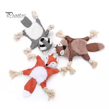 Игрушка для домашних животных, плюшевая лиса, енот, белка, игрушка для жевания, интерактивная игрушка для домашних животных, устойчивая к укусам, чистка зубов, игровая игрушка для кошек, собак коричневый