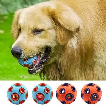 Игрушка для домашних животных снимает скуку, интерактивная игрушка для жевания мяча для собак, игрушка для чистки зубов со звуком и светом, товары для домашних животных A синий