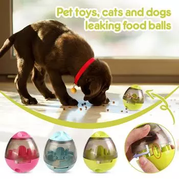 Игрушка для домашних животных Tumbler, Автоматический медленный корм для домашних животных, Игрушка для кошек и собак, Интерактивная игрушка для домашних животных, Повышающая IQ, Регулируемые игрушки для собак с раздачей мячей One Size