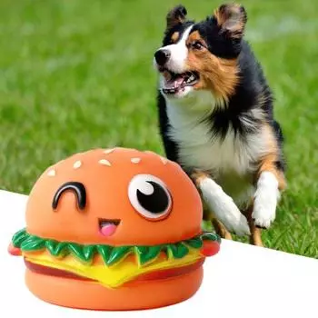 Игрушка для дрессировки собак, встроенный эхолот, яркое выражение лица, гамбургская форма, подарки для вечеринки, пищащая собака