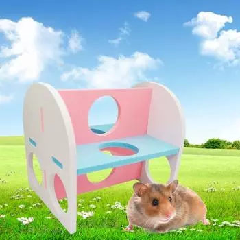 Игрушка для хомяка DIY Установка Упражнение Обучение Двухслойная игрушка для хомяка, медведя, крысы, восхождение розовый