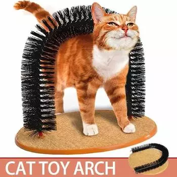 Игрушка для кошек Arch Self Groom Балуйте кошек с массажной щеткой для ухода за волосами и когтеточкой Игрушка для кошек Интерактивные игрушки чёрный