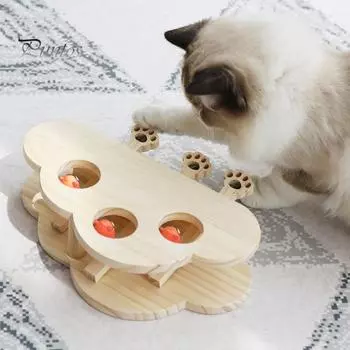 Игрушка для кошек «Бей крота» Деревянная интерактивная игрушка для кошек в форме облака Игра «Бей крота» Игрушка-когтеточка для кошек для использования в помещении A