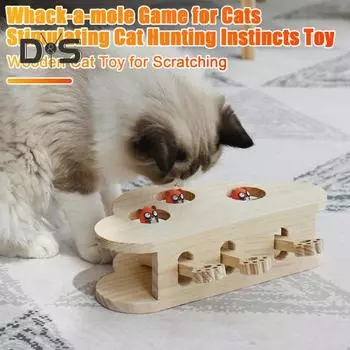 Игрушка для кошек «Бей крота» Деревянная интерактивная игрушка для кошек в форме облака Игра «Бей крота» Игрушка-когтеточка для кошек для использования в помещении A