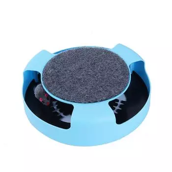 Игрушка для кошек Catch Mouse Motion, интерактивная забавная головоломка, вращающаяся игрушка для кошек и мышей с когтеточкой синий