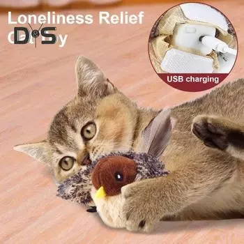 Игрушка для кошек «хлопающая птица» Интерактивная игрушка «щебечущая птица» с кошачьей мятой и реалистичным звуком, активируемая при прикосновении, перезаряжаемая игрушка-кикер для кошек, живущих в помещении D