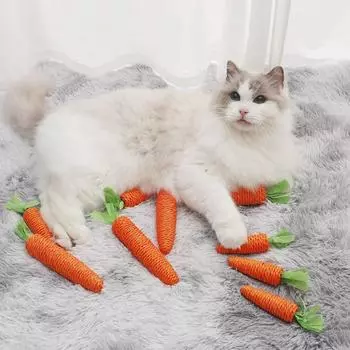 Игрушка для кошек, хлопковая веревка, жевательные игрушки в виде морковки, встроенный колокольчик, голосовое взаимодействие, скрежетание зубами, чистка зубов, аксессуары для кошек