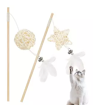 Игрушка для кошек HOLYCAT перо с чистым натуральным деревом Cat Solo Никогда не получайте натуральный Хорошо для снятия стресса с кошек Меры при отсутствии зубов Зубы для кошек Любимая кошка белый