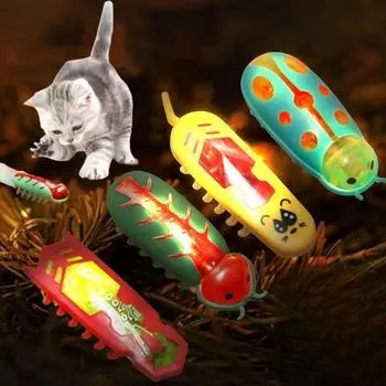 Игрушка для кошек, интерактивная электрическая ошибка для домашних животных, забавный побег с препятствиями, автоматическая флип-игрушка на батарейках, вибрационный жук, товары для домашних животных 01