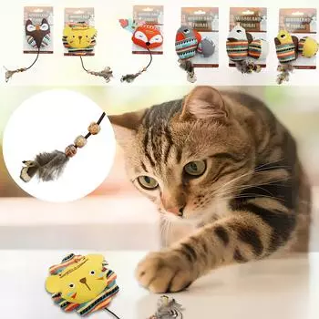 Игрушка для кошек интерактивная плюшевая жевательная игрушка для прорезывания зубов саморазвлечение дразнящая палочка One Size коричневый