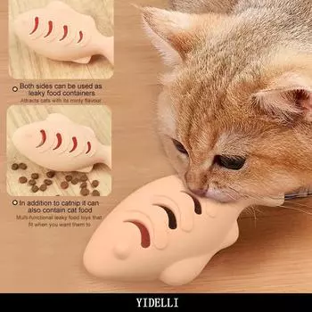 Игрушка для кошек интерактивная силиконовая рыбка игрушки для чистки зубов котят течь жевательные игрушки для кошек игрушка для хранения еды товары для животных