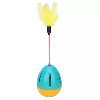 Игрушка для кошек из перьев, яркие цвета, вращение на 360 градусов, встроенный колокольчик, интерактивные игрушки для котят, синий и зеленый цвета