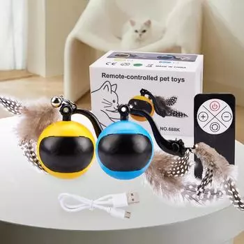 Игрушка для кошек Электрический Чайный Шарик Зарядка Мяч для домашних животных Автоматическая Интеллектуальная Успокаивающая Игрушка One Size небесно-голубой