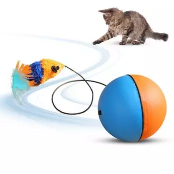 Игрушка для кошек Электрический мяч Автоматический интерактивный вращающийся мяч Умная сенсорная игрушка для домашних животных с насадкой в виде пера-мыши One Size синий