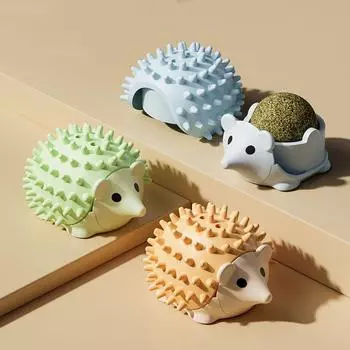 Игрушка для кошек Ёжик-щекотун, лижущий моляры, игрушка-мяч с мятой для кошек, игрушка для кошек «Селфи-привет» зелёный