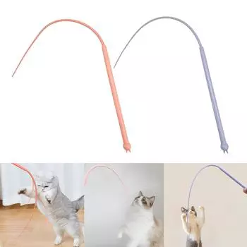 Игрушка для кошек «Крысиный хвост» Забавная рыболовная съемная удочка Забавная игрушка-дразнилка для упражнений для кошек с длинной съемной удочкой розовый