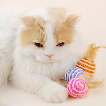 Игрушка для кошек, мячик из перьев, сизаль, игрушка для кошек, кошачий мяч, игрушка для кошек, веревка, бумажный шарик, питомец, кошка