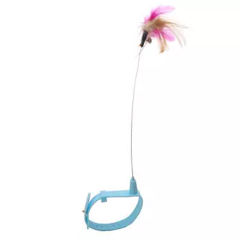 Игрушка для кошек, ошейник, палка-дразнилка с колокольчиками, перо, устойчивое к укусам, перо, удочка, успокаивающая шею, игрушка для кошек One Size розовый
