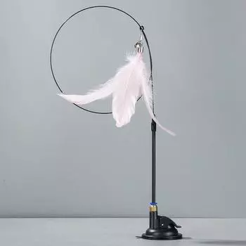 Игрушка для кошек Перья Палочка Интерактивная игрушка Игрушки для котят с присоской Моделирование Перо Колокольчик Самостоятельно приветствующие игрушки для кошек Аксессуары для кошек