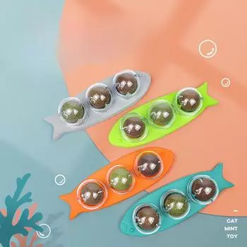 Игрушка для кошек Pet Mint Ball Licking Fun Три в одном Забавный мяч для кошек Вращающийся мяч Пластиковая тарелка для рыбок Мятный мяч закуска 17.5*5.5cm