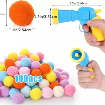 Игрушка для кошек, плюшевый мяч, пусковой пистолет, бесшумный мяч, игрушка для развлечения, мяч, высокоэластичный полиэстеровый плюшевый мяч A gun and 20 balls