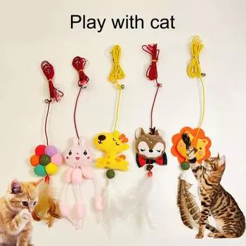 Игрушка для кошек, простая установка, с перьями, снятие стресса для нескольких кошек, избавление от скуки, игрушка для домашних кошек