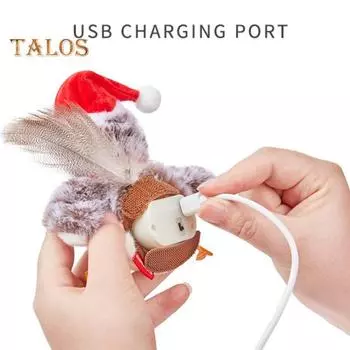 Игрушка для кошек «Птица с хлопающими крыльями», активируемая прикосновением, интерактивная щебечущая птица с реалистичной имитацией звука, плюшевая игрушка для преследования птиц для домашних кошек D