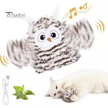 Игрушка для кошек «Птица с хлопающими крыльями», активируемая прикосновением, интерактивная щебечущая птица с реалистичной имитацией звука, плюшевая игрушка для преследования птиц для домашних кошек B